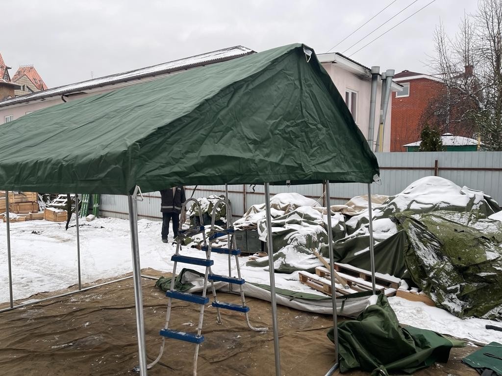 Палатка Каркасная утепленная зеленого цвета 3х4